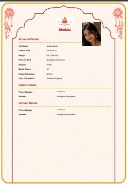 Abstract Temple - Hindu marriage biodata template