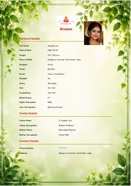 Forest Elegance - Common marriage biodata template