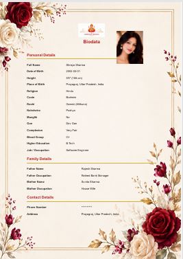 Golden Petals - Common marriage biodata template