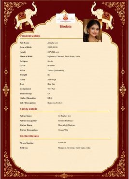 Royal Gajraj - Common marriage biodata template